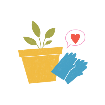 Potted plant and gloves PNG, SVG