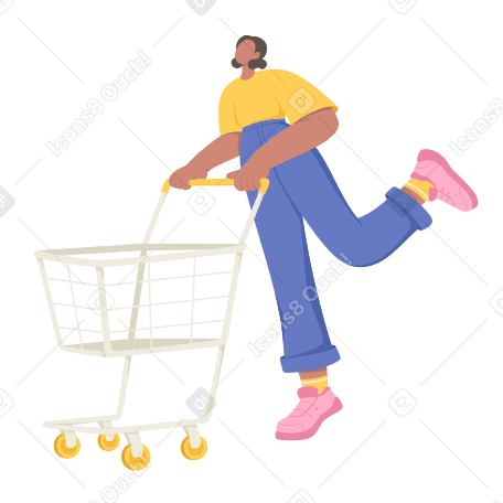Mulher com uma cesta de supermercado PNG, SVG