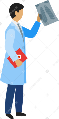 doctor with x-ray image and patient-card Illustration in PNG, SVG