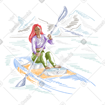 一名女子在水上划船 PNG, SVG