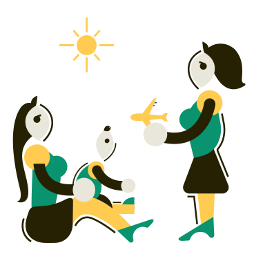 Two women playing with their child PNG, SVG
