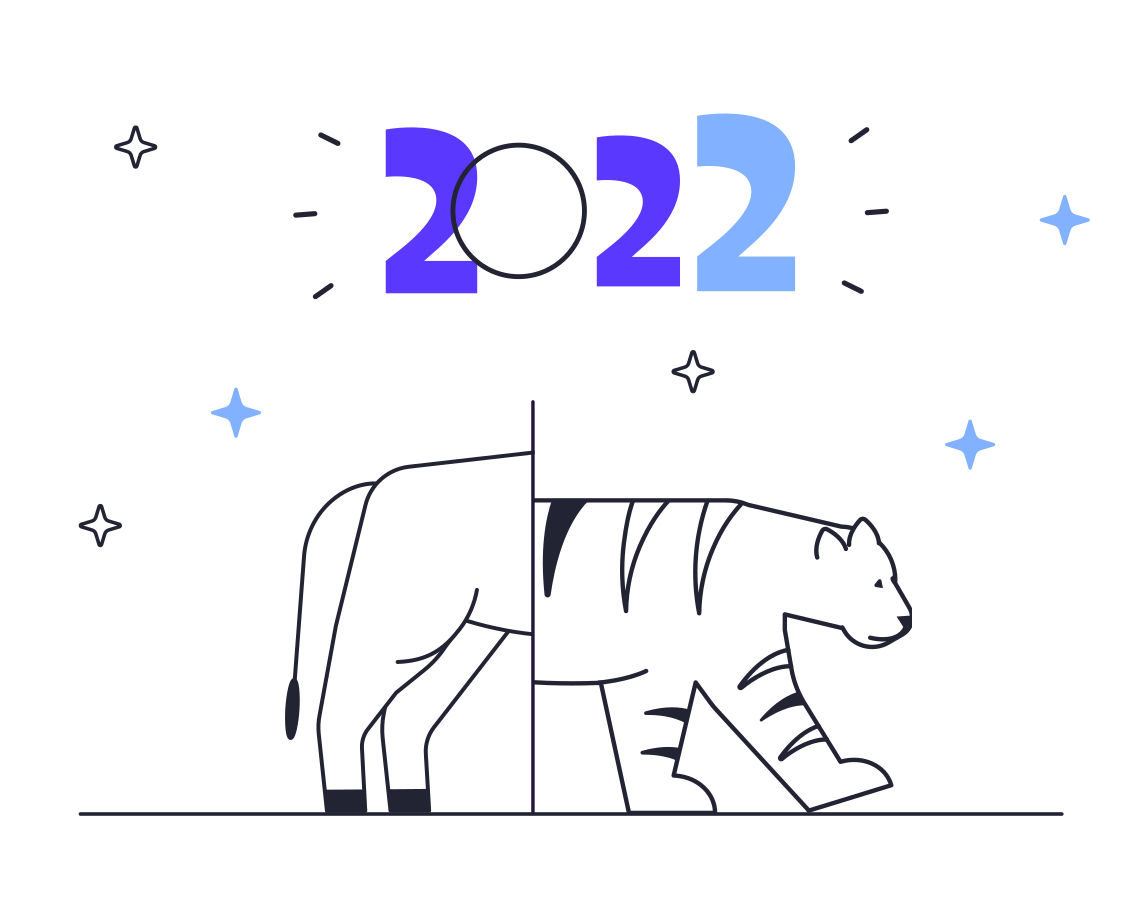 2022 new year and the tiger comes, the bull goes away Illustration in PNG, SVG