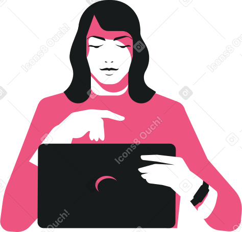 woman sitting at laptop Illustration in PNG, SVG