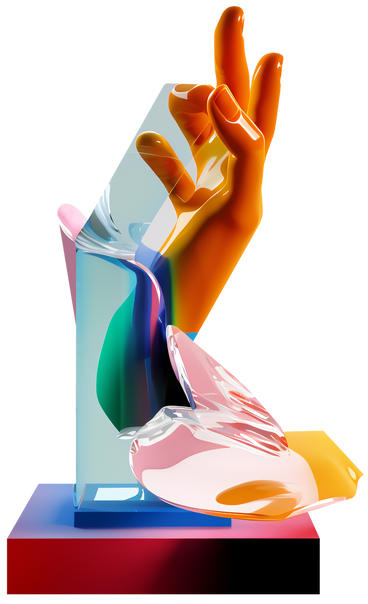 abstract hand sculpture with vivid liquid shapes PNG, SVG