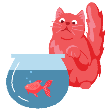 Cat is hunting for fish PNG, SVG