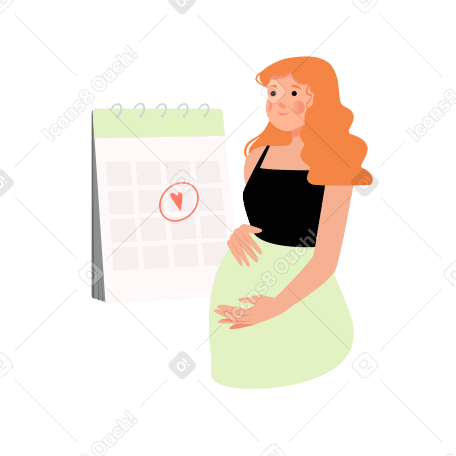 Pregnant young woman is expecting a baby Illustration in PNG, SVG