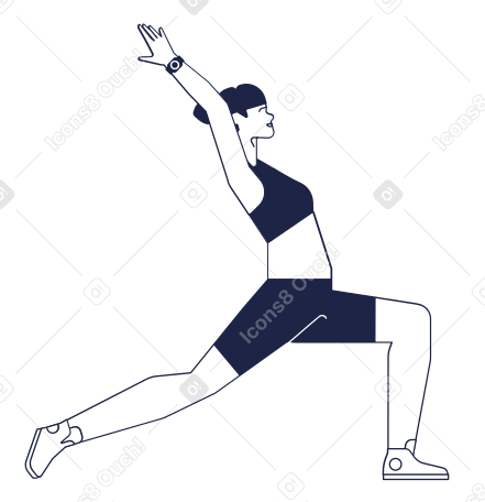 Frau in yoga-pose mit uhr animierte Grafik in GIF, Lottie (JSON), AE