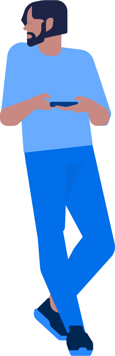 man with smartphone looks to the side with his head turned sideways PNG, SVG