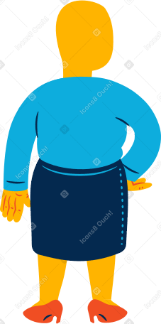 chubby woman standing back Illustration in PNG, SVG