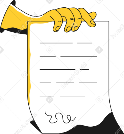 Рука держит лист бумаги с текстом в PNG, SVG