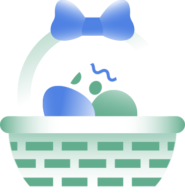 Корзинка с пасхальными яйцами в PNG, SVG