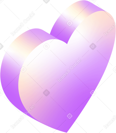 Изометрическое сиреневое сердце в PNG, SVG