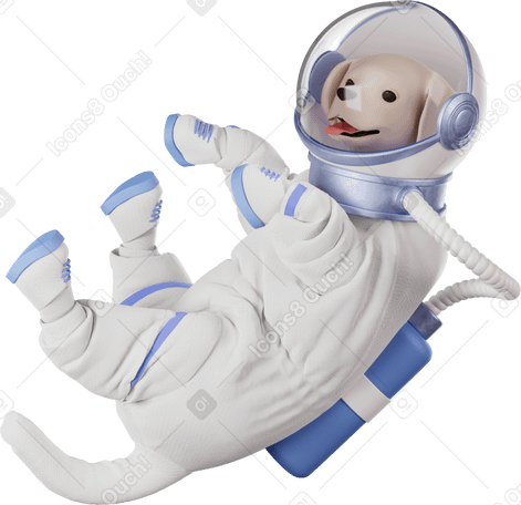 3D dog astronaut floating Illustration in PNG, SVG