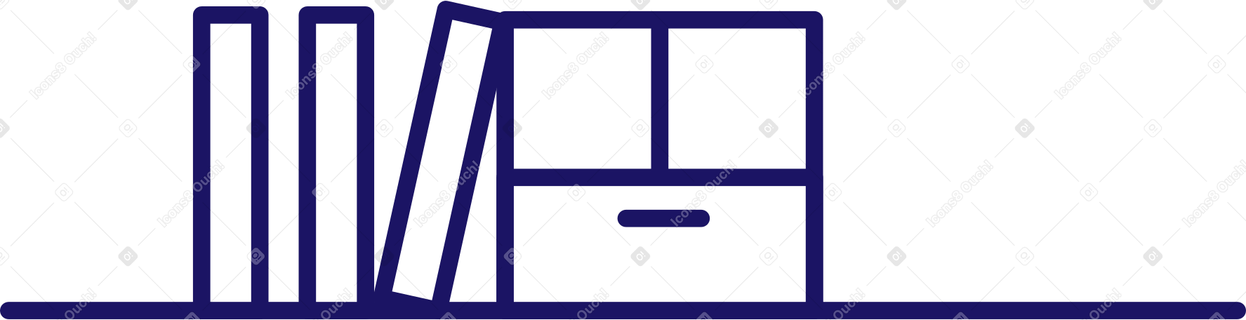 shelf with books and documents Illustration in PNG, SVG