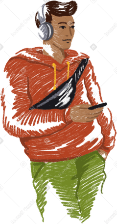 man with phone in his hand PNG, SVG