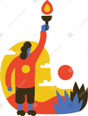 Man holding a burning torch in his hand PNG, SVG