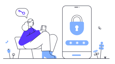 Girl tries to enter a password on her cell phone PNG, SVG