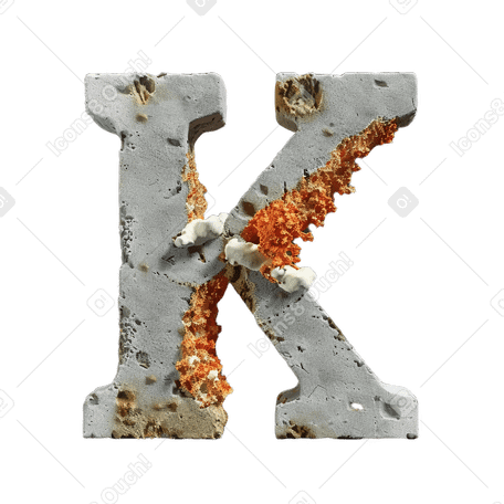 concrete letter k with corals PNG, SVG