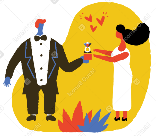 결혼식에서 신랑과 신부가 반지를 교환하는 모습 PNG, SVG