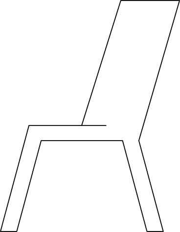 White chair with two legs and back PNG、SVG