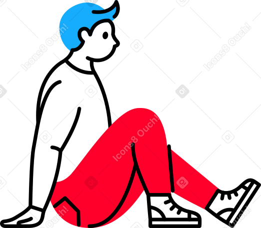 Man sitting leaning on palms Illustration in PNG, SVG