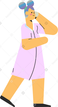 수화기를 들고 목욕 가운을 입은 여자 PNG, SVG