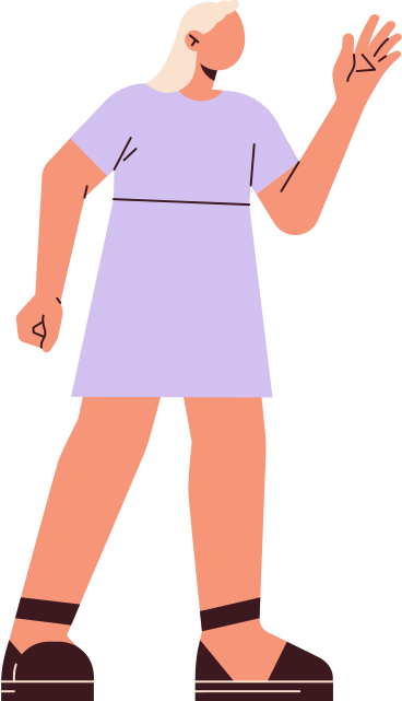 woman in dress with hand raised PNG, SVG