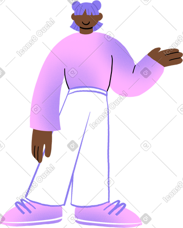 Woman in a purple outfit with her hand up PNG, SVG