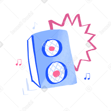 Audio speaker with music notes Illustration in PNG, SVG