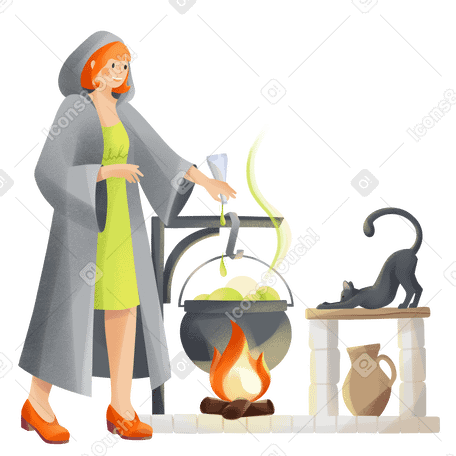 Halloween witchcraft and witch brewing potion PNG, SVG