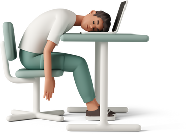 man sitting and sleeping on laptop PNG, SVG