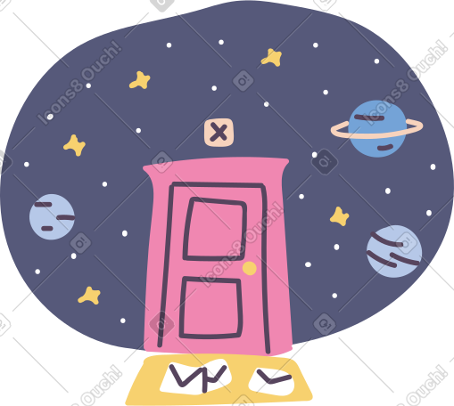 Mail on the floor at a closed entryway in space PNG, SVG