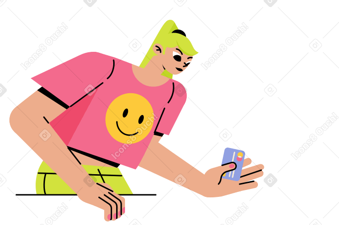 Girl with credit card Illustration in PNG, SVG