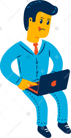 man sitting with laptop Illustration in PNG, SVG