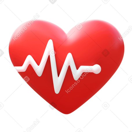 3D heart with pulse в PNG, SVG