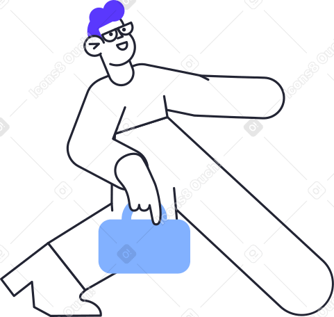 man walking with briefcase Illustration in PNG, SVG