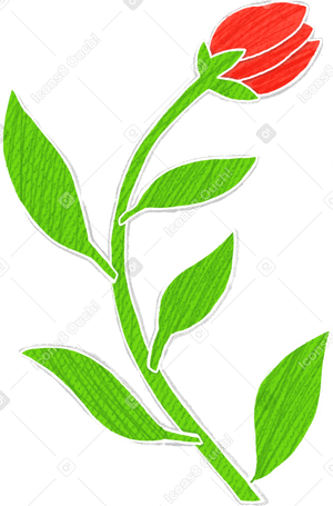 red bud on a big green stem Illustration in PNG, SVG