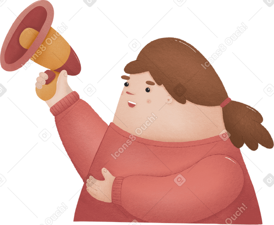 girl with a megaphone PNG、SVG