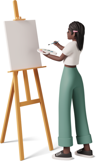 Девушка рисует в PNG, SVG