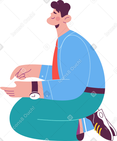 seated man presses something Illustration in PNG, SVG