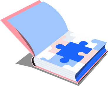 Open book with a picture of puzzles on the page PNG, SVG