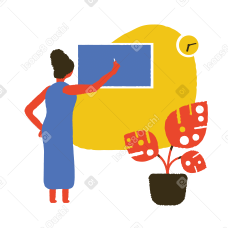 Teacher at the blackboard Illustration in PNG, SVG