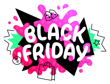 Black friday lettering colorful with doodles PNG, SVG