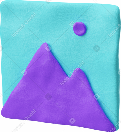 3D Three-quarter view of a blue picture icon Illustration in PNG, SVG