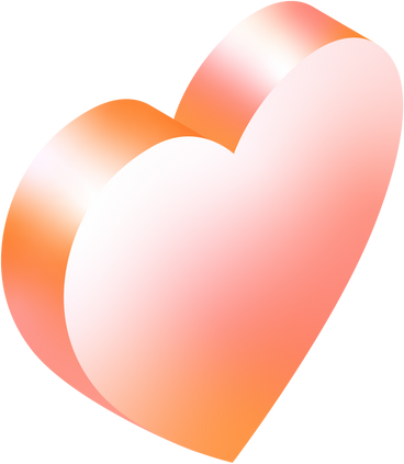 isometric orange heart PNG, SVG