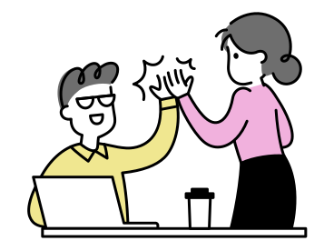 Man and woman giving each other a high five to celebrate success PNG, SVG
