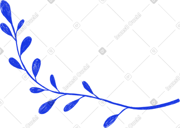 Blue twig with different leaves PNG, SVG