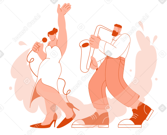 Musical performance of a saxophonist with a singer PNG, SVG