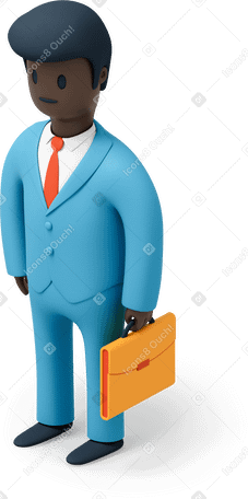 3D Крупный план черного бизнесмена с портфелем в PNG, SVG