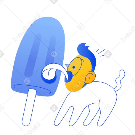 Character licking ice cream on stick PNG, SVG